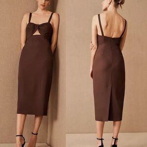Anthropologie BHLN Chocolate Brown Midi Dress Size 0
